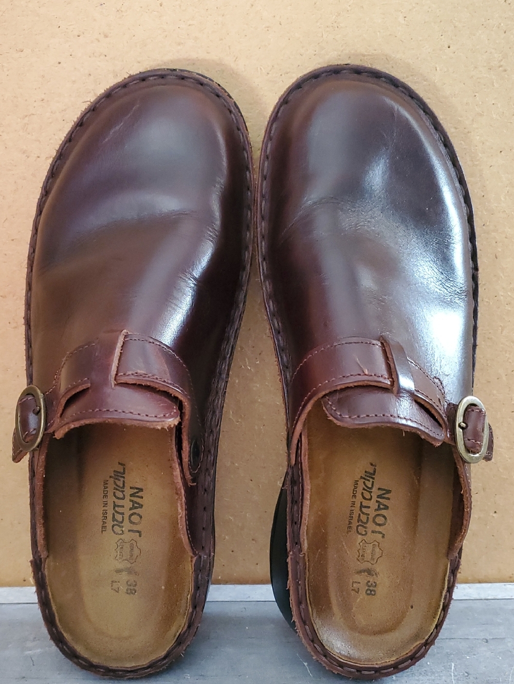 Naot Aster Brown Buckle Comfort Leather Mules Size 38/ US 7 - 7.5